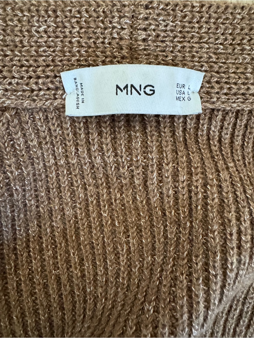 Mango Men's Chestnut Brown Ribbed Button Cardigan - Picture 2 of 3